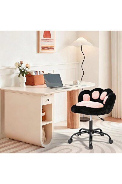 Garvee Vanity Chair with Wheels,Cute Cat Paw Office Chair with Back,360°Rotat...