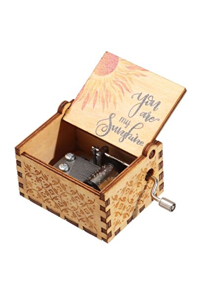 Choice 3 You are My Sunshine Engraved Hand-Cranked Wooden Musical Box Suitabl...