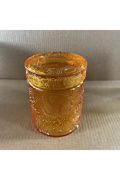 Choice Yellow Glass Storage Jar with Lid Candle Empty Cup Storage Container H...