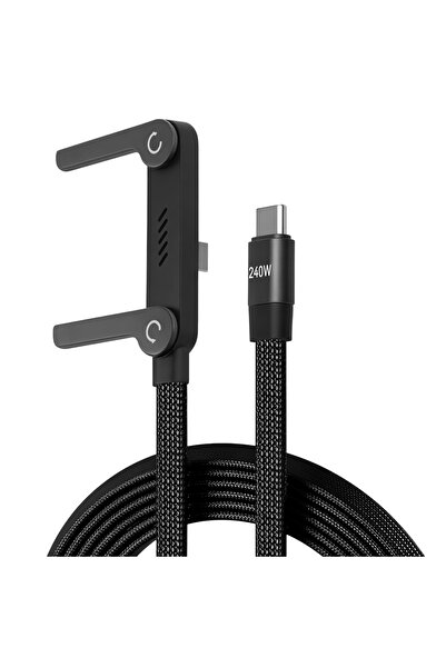 Choice حامل قابل للطي للشحن السريع بقوة 240 واط، أسود اللون، مزود بكابل بيانا...