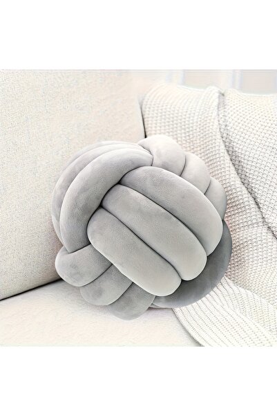 Choice 23x23cm Light gray 1pc Knot Pillow Balls – Round Ball Pillows Decorati...