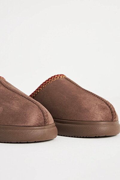 MJAMASS Brown Suede Ethnic Patterned Slippers
