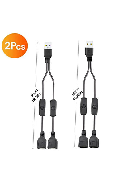 Choice 50cm - 2pcs 1 to 2 USB Extension Cable with On/Off Switch Male to Fema...