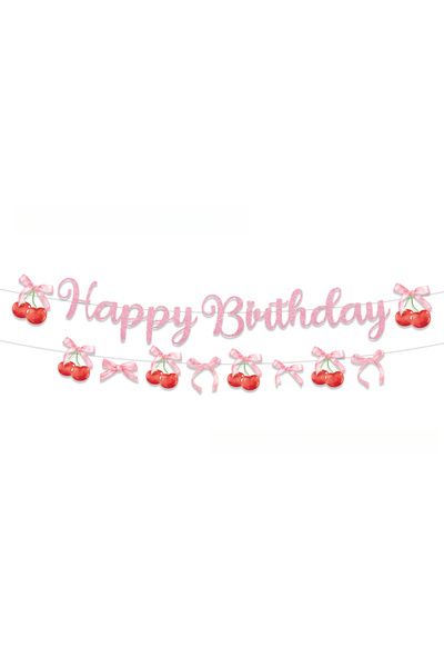 Choice5 Pull flag 1pcs 20pcs Pink Butterfly Checkered Cherry Themed Party Tab...