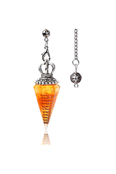 Choice12 53X18mm Citrine Natural Crystal Pendulum Hexagonal Cone Pendule Agat...