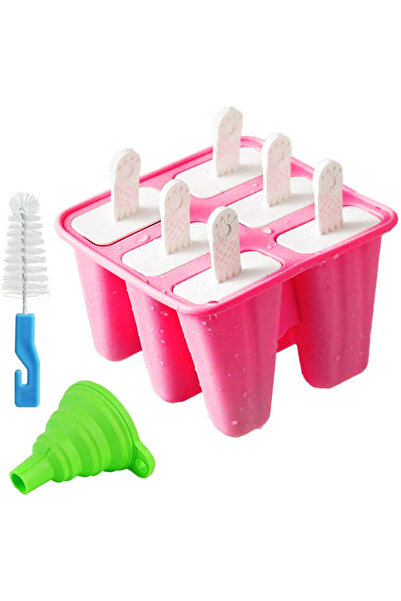 Choice3 قالب صنع مصاصات مثلجة منزلي الصنع بستة تجاويف باللون الأحمر الوردي (6...