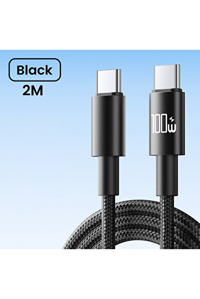 Choice كابل بيانات وشحن سريع أسود بطول مترين من نوع USB-C إلى USB Type-C لأجه...