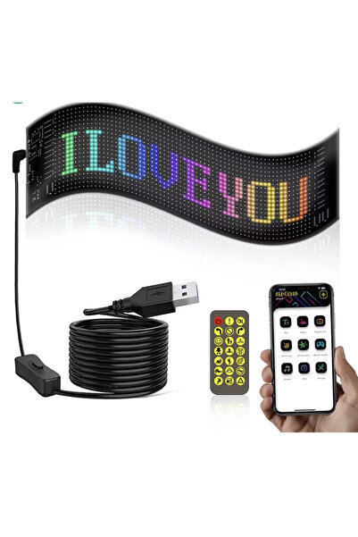 yollayenilensin Bluetooth App Kontrollü Esnek LED Panel 16x96 Piksel Programl...