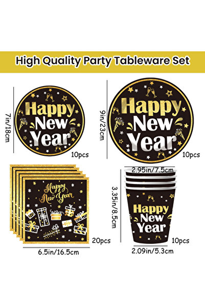 Choice Set-50Pcs Happy New Year Paper Plates and Napkins Party Supplies,Dispo...