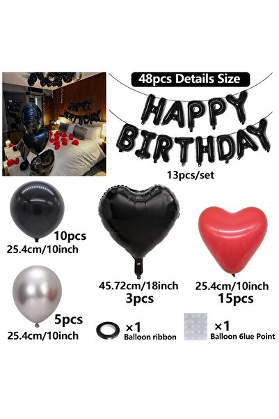 Choice Other Balloon Set Black Birthday Balloon Set Happy Birthday Letter Alu...