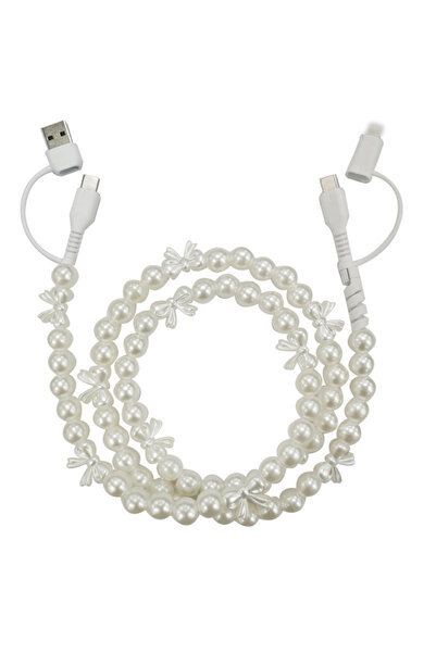 Choice B ABS Colored Beads Data Cable 2-to-2 PD Fast Charging Dual-purpose Ty...