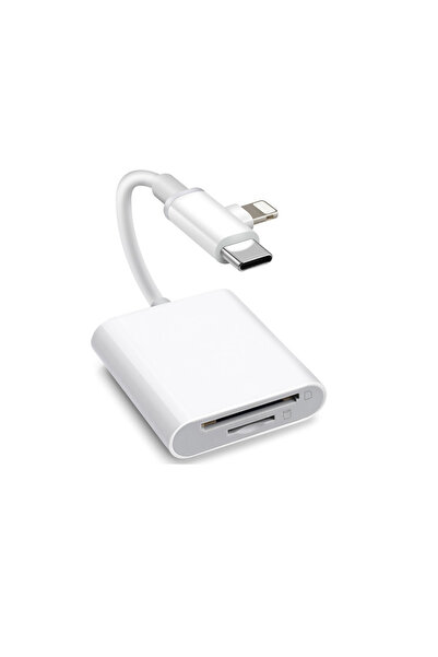 Choice White Dual Connector SD Card Reader for iPhone iPad Mac USB C & Lightn...