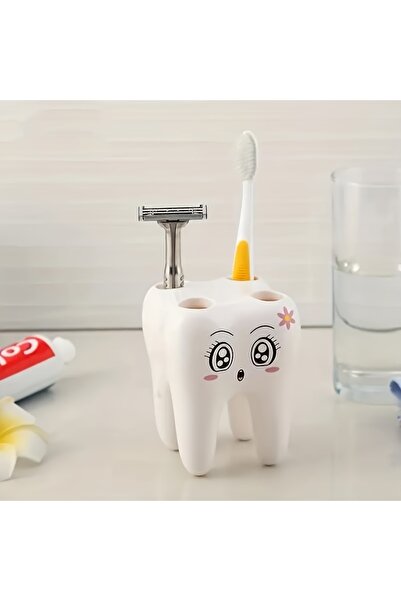 Choice white 1pc-Smiling face teeth toothbrush holder cartoon toothbrush comp...