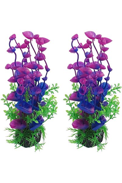 Choice قطعتان من نباتات الزينة الاصطناعية لأحواض السمك، باللونين البنفسجي وال...