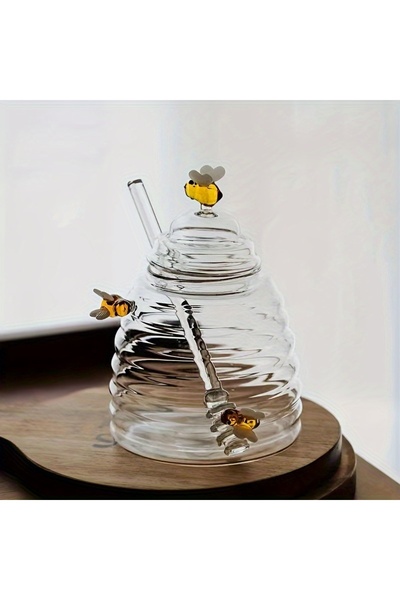 Choice clear 1pc Animal-Themed High Borosilicate Glass Honey Jar with Lid - P...