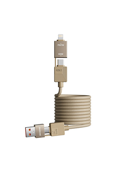 Choice كابل مغناطيسي مضفر 4 في 1 بطول متر واحد، يدعم الشحن السريع بقدرة 65 وا...