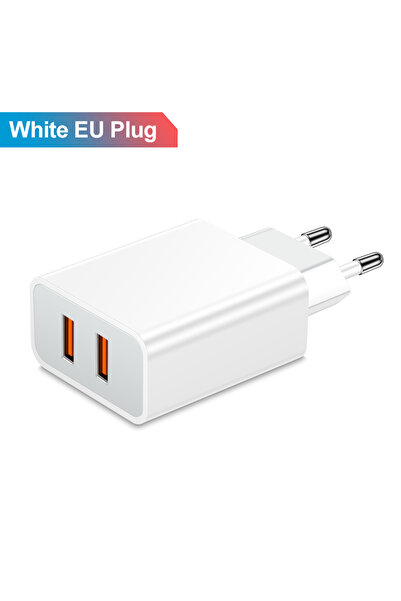 Choice شاحن سريع ثنائي المنافذ USB بقوة 2.4 أمبير، مزود بمقبس أوروبي/أمريكي/ب...