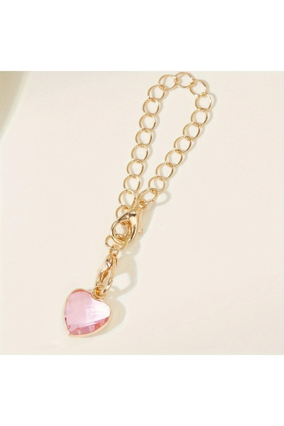 Choice Pink 1pc Rhinestone Heart Charm For Stanley Cup, Stylish Decorative Pe...