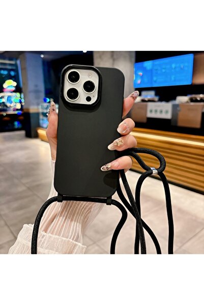 Choice جراب هاتف أسود اللون مزود بحزام كتف وحبل، متوافق مع هواتف iPhone 16 و1...