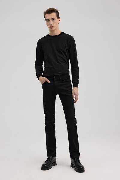 Jakamen Black Slim Fit 5 Pocket Jean Denim Trousers