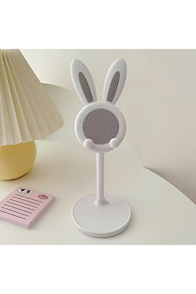 Choice 1Pcs White Cute Rabbit Mobile Phone Stand Adjustable Desktop Holder fo...