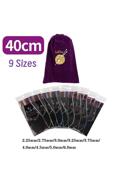 Choice 1set 9pcs/set 2.25-6.0mm Circular Knitting Needles Set 40cm Stainless ...