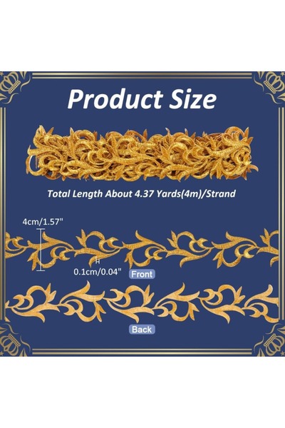 Choice شريط دانتيل مطرز M AECH06-10077 بطول 4.37 ياردة تقريبًا وعرض 1.57 بوصة...