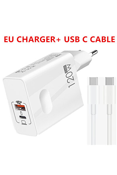 Choice كابل شاحن أوروبي USB-C بقوة 120 واط، شاحن فائق السرعة بتقنية PD لأجهزة...