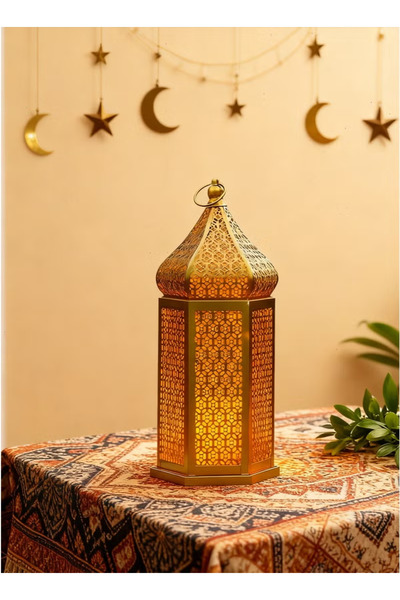 Yoawllty أضواء رمضان، فانوس رمضان LED مقاوم للماء يعمل بالبطارية لتزيين المنز...