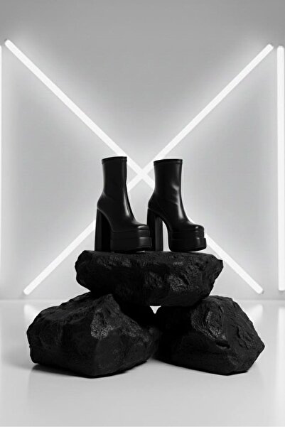 Tarz Topuklar Cizme cu toc gros cu platformă dublă pentru femei Maverickkk Bl...