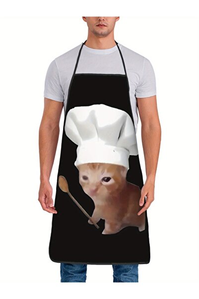 Choice 50x75cm A Funny Chef Crying Cat Apron Kitchen Apron with Cute Ginger T...