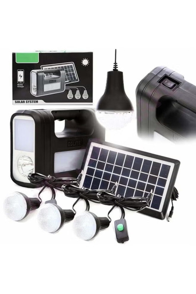 Cady One منظومة طاقة شمسية مع كشاف و 3 لمبات و مخرج شاحن جوال مناسبة للتخييم ...