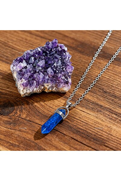 Choice طقم عقد مكون من قطعتين من عناقيد الجمشت الطبيعي وحجر اللازورد، ديكور م...