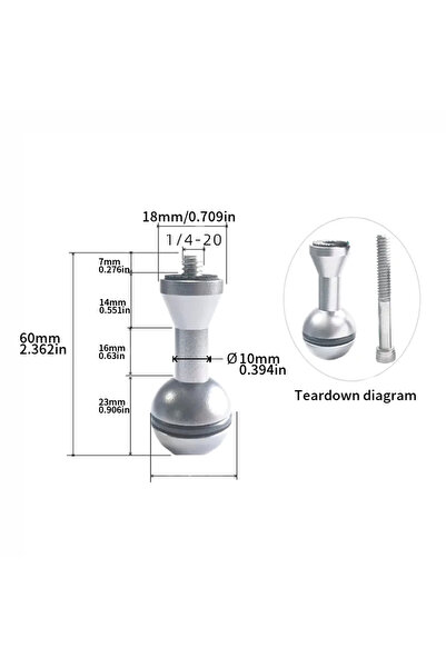 choice2 25.4mm 1 4 GB 1pcs Aluminum 1" Ball Diving Lights Arm Bracket Mount f...