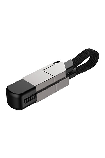 Choice كابل شحن سريع PD أسود محمول 4 في 1، منفذ USB من النوع C بقوة 60 واط، م...