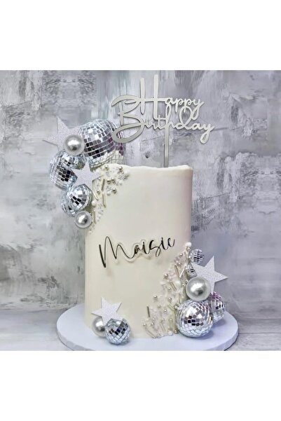 Choice 40pcs 40Pcs Disco Ball Cake Toppers Silver Balls Cake Decor with Silve...