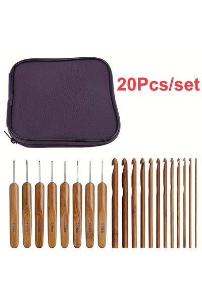 Choice 20pcs 20pcs/set Bamboo Crochet Hooks with Case 20 Different Sizes from...