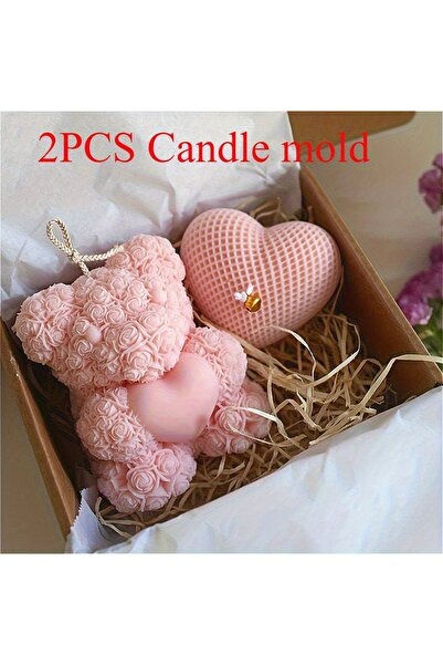 Choice قالبان من السيليكون على شكل قلب لصنع الشموع بتصميم وردة رومانسية، سهل ...