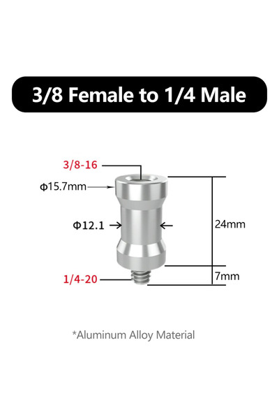 Choice محول ألومنيوم من 1/4 بوصة إلى 3/8 بوصة، محول لولبي، حامل ملولب لكاميرا...