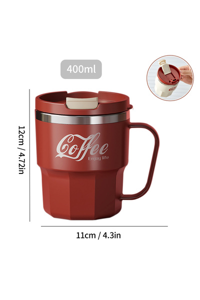 WORTHBUY كوب قهوة معزول بجدار مزدوج من الفولاذ المقاوم للصدأ 304، سعة 301-400...