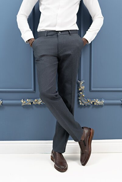 NOTRA Regular Fit Cotton Textured Winter Gabardine Trousers