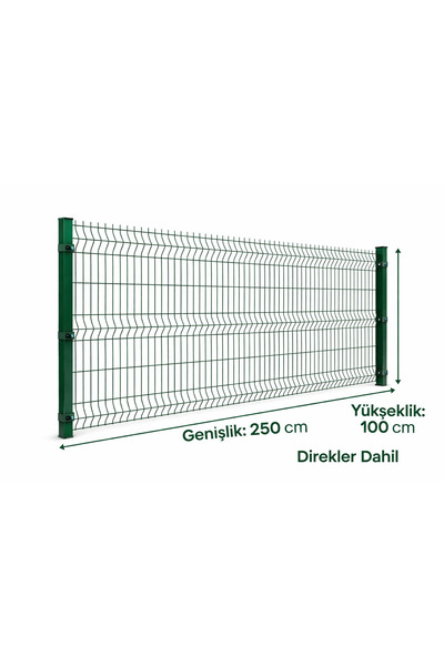 msy garden fenc 10 Adet ( 25 MT ) 100 cm x 250 cm yeşil panel çit 11 adet dir...