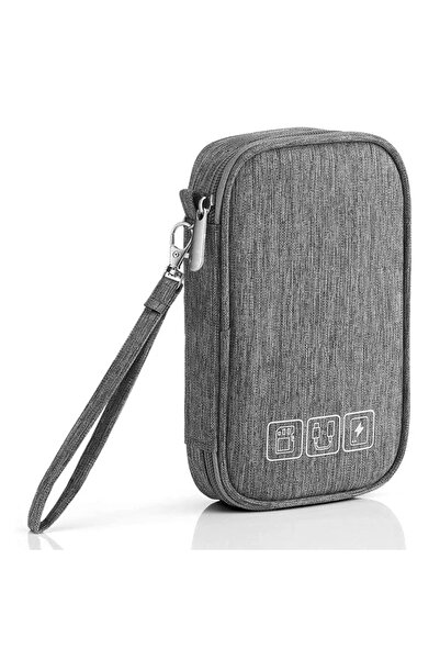 Choice حقيبة تخزين كابلات متعددة الأغراض رمادية اللون، منظم إلكتروني، شاحن رق...