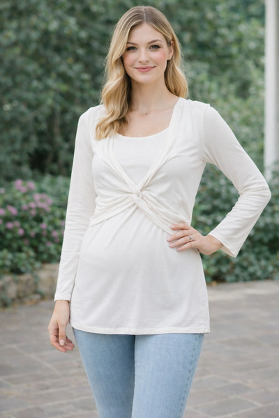 MEGHAN L.A 95% βισκόζη 5% ελαστάνη Μπλούζα εγκυμοσύνης με δυνατότητα θηλασμού...