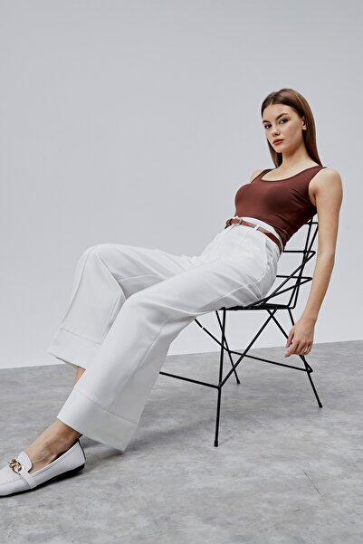 Bolivente White Palazzo Wide-Leg Woven Trousers