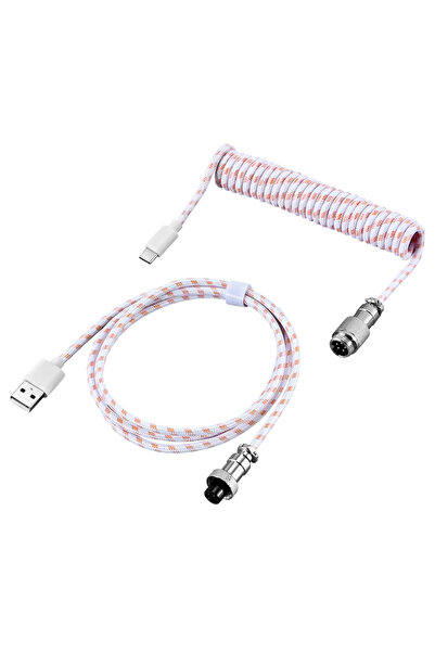 Choice لوحة مفاتيح ميكانيكية من النوع C مع كابل حلزوني ومنفذ USB، سلك لوحة مف...