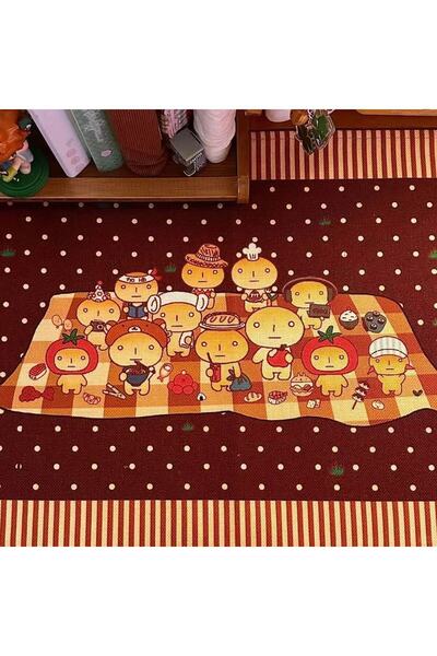 Choice 80x60cm Toasted bread Japanese Ancient Table Mat Ins Style Cartoon Bea...