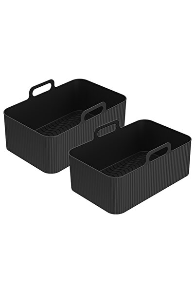 Choice black 2Pcs Air Fryer Silicone Pot with Handle Air Fryer Liner Heat Res...