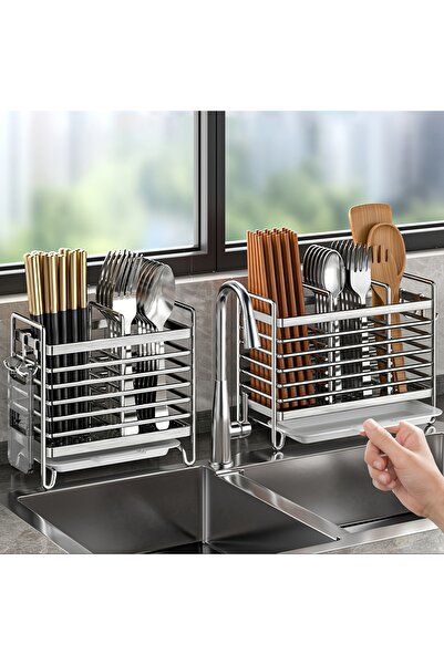 Choice حامل أدوات مطبخ فضي اللون، مكون من طبقتين، يُثبت على الحائط بدون الحاج...