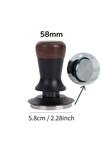 Choice5 Flat bottom-58mm 51/53/58mm Walnut Wood Coffee Tamper - Manual Espres...